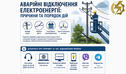 АТ «Вінницяобленерго» – особистий кабінет, передати покази лічильника, кол-центр 0 (800) 30-95-95 Новини_9